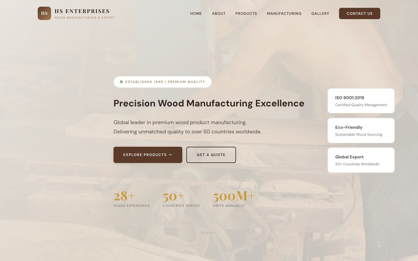 HS Enterprises — Industrial Wood Manufacturing & Global Timber Export