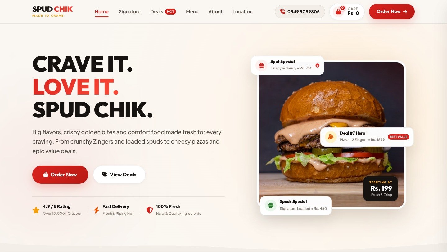 SPUD CHIK — High-Volume Fast Food & QSR Online Ordering Platform